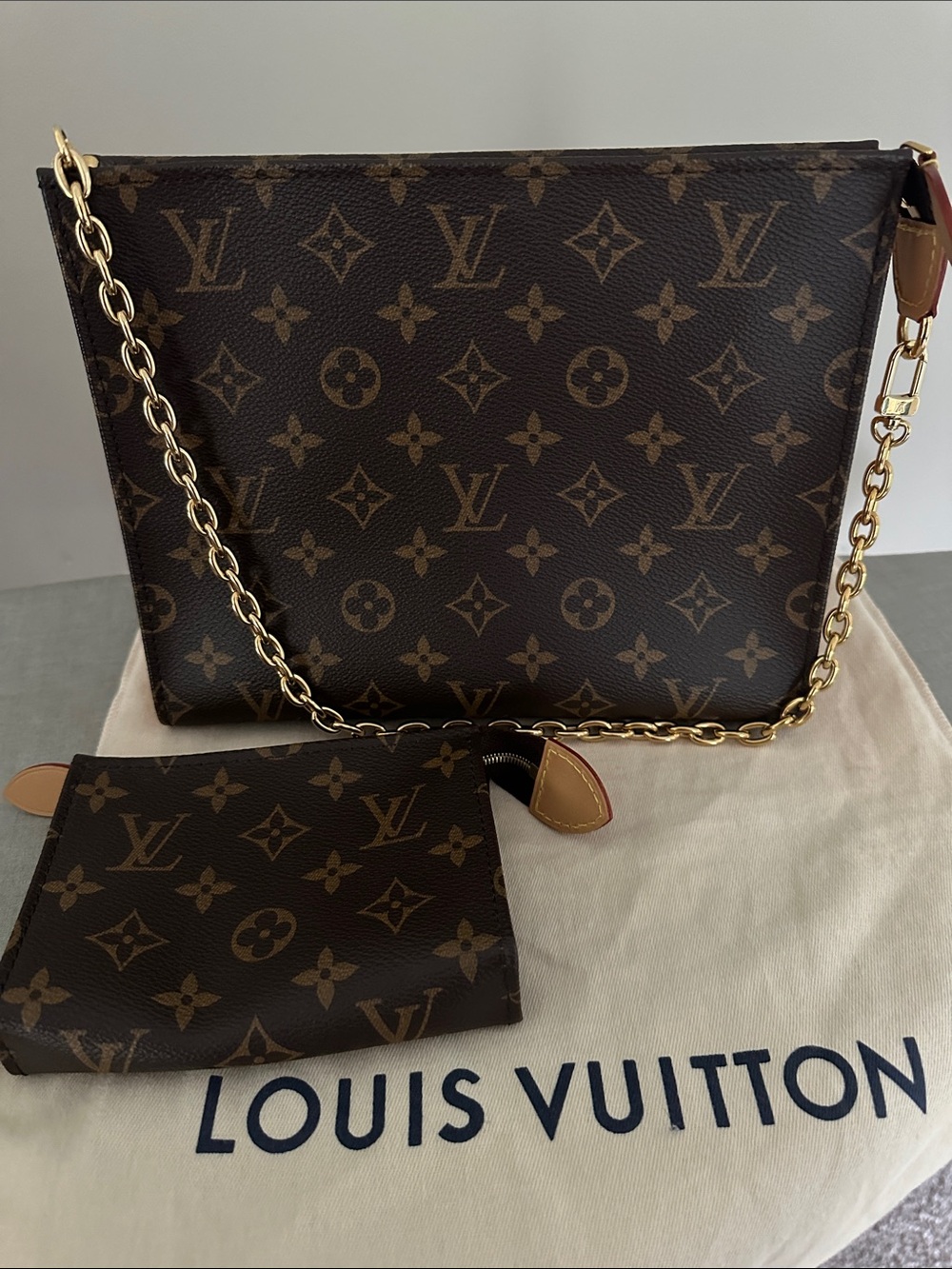 Louis Vuitton Monogram Toiletry Purse on Chain plus small pouch